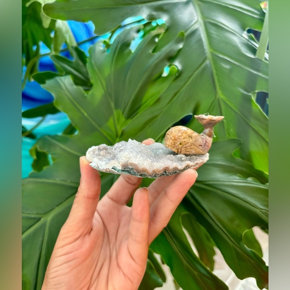 Whale Carving on Amethyst flower - Picture 1 of 5